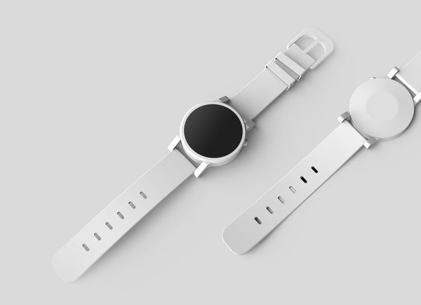 Minimalist smartwatch with white strap